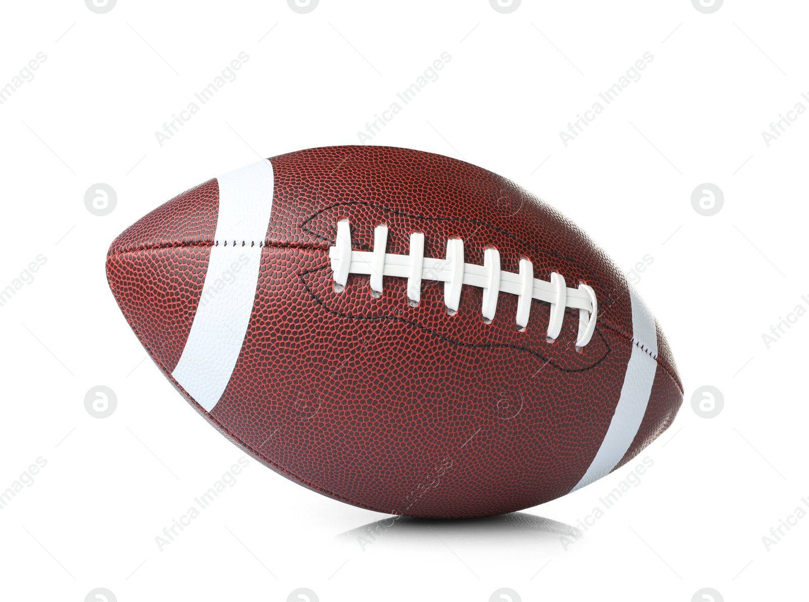 Photo of Leather American football ball on white background