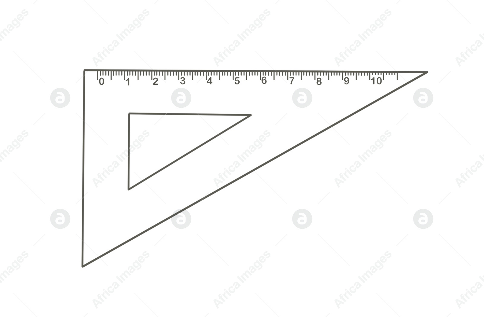 Image of Triangle with measuring length markings on white background. Illustration