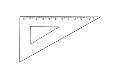 Triangle with measuring length markings on white background. Illustration