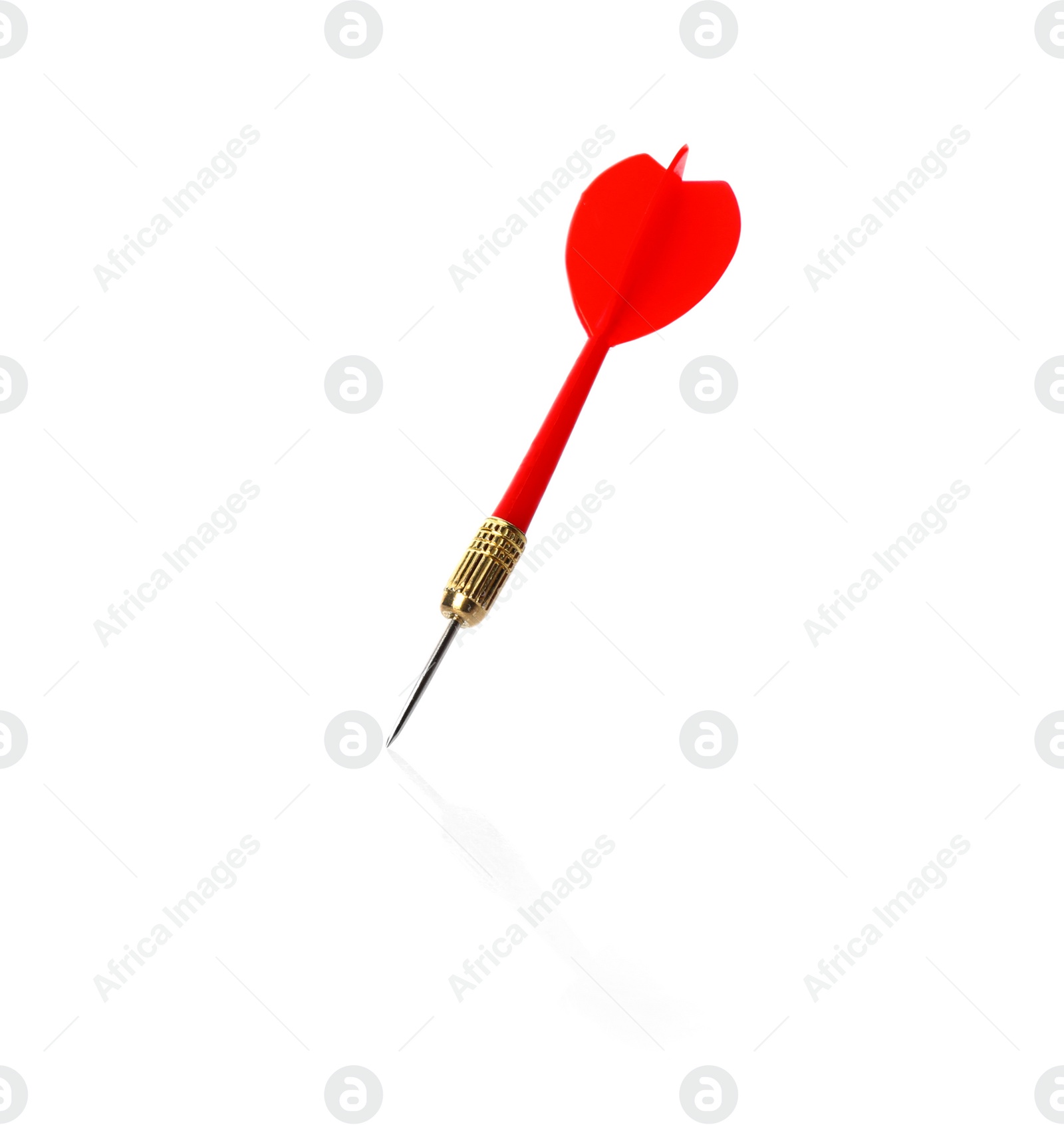 Photo of Red dart arrow for game on white background