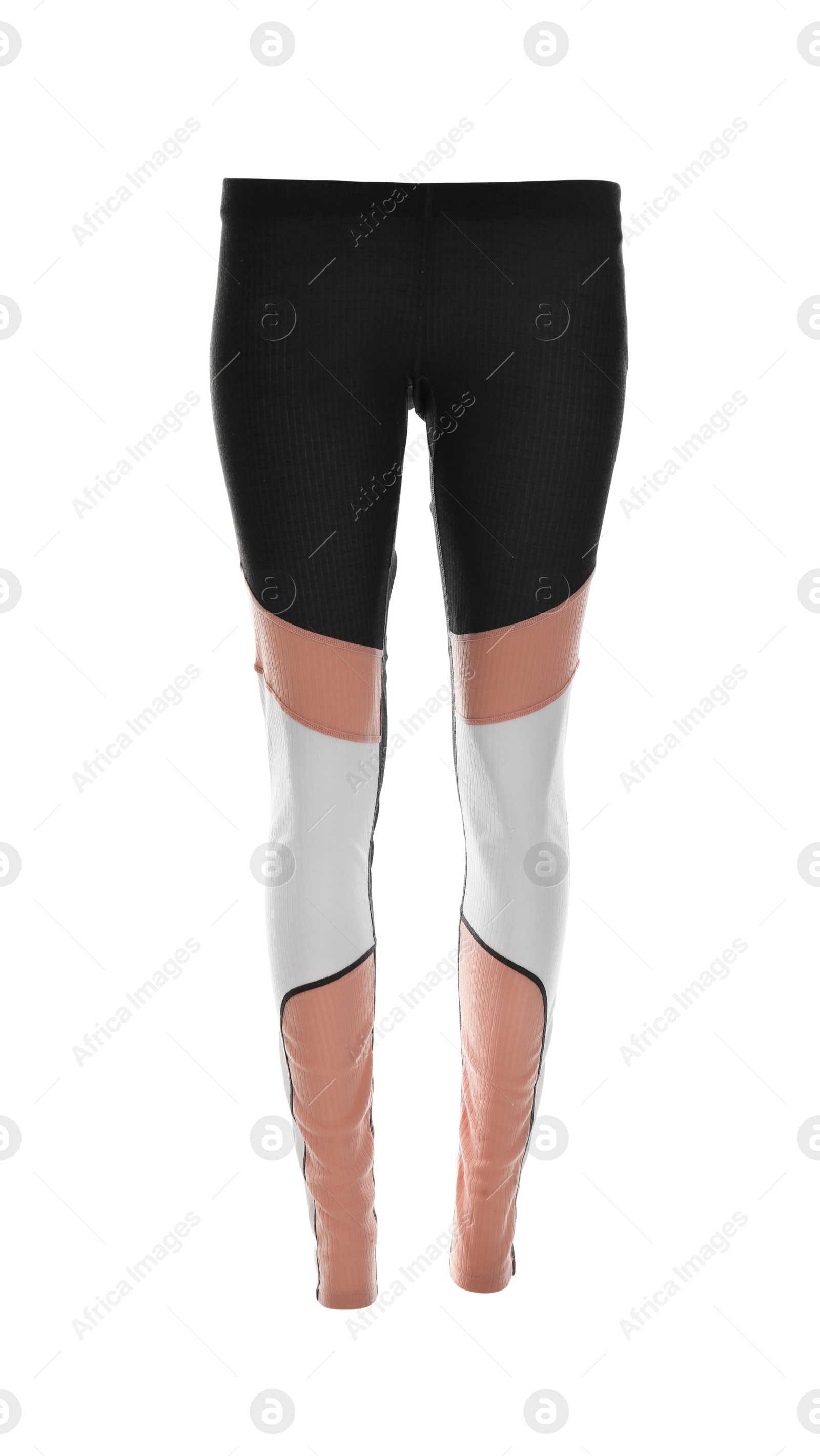 Photo of Thermal underwear pants isolated on white. Winter sport clothes