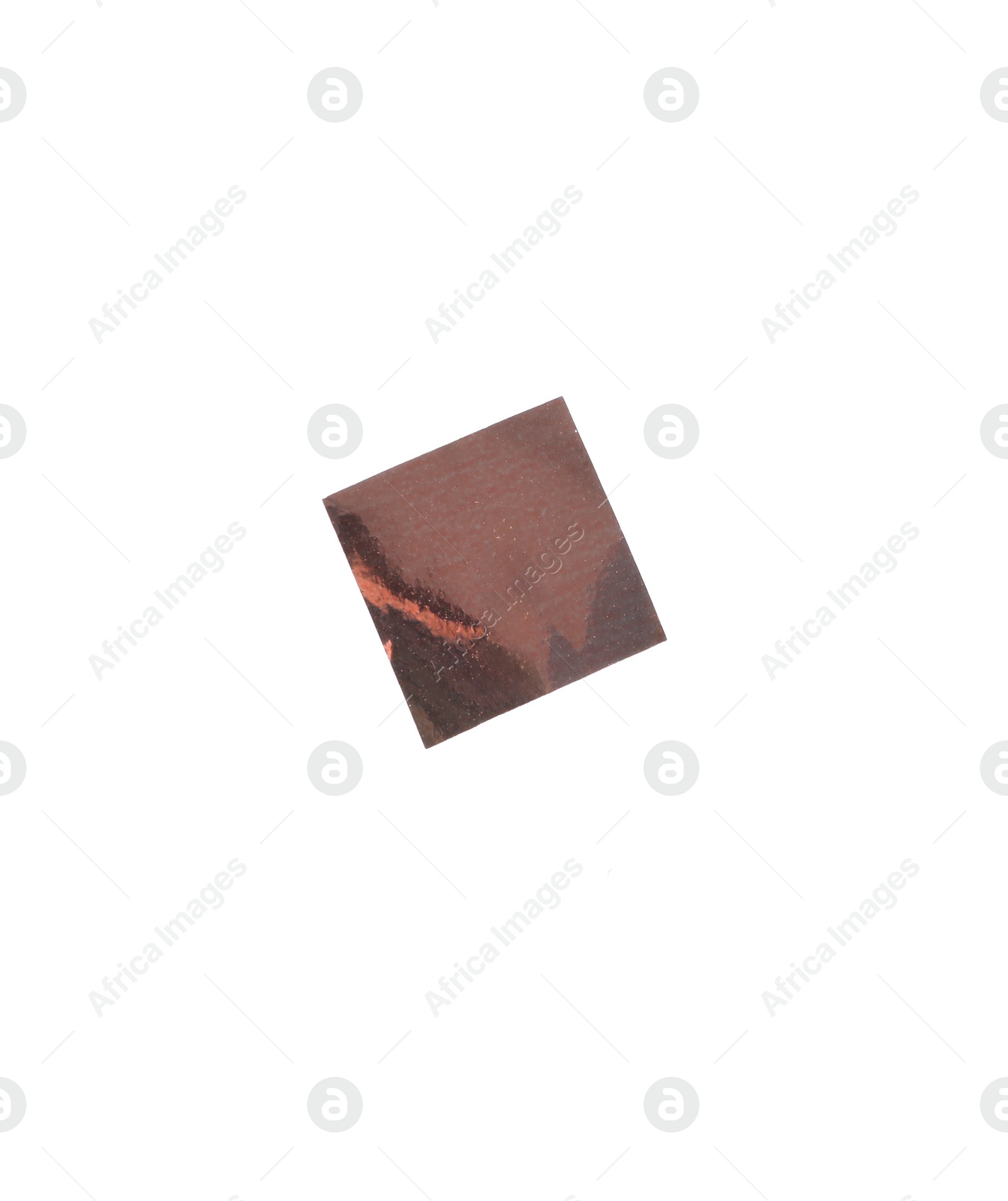 Photo of Piece of bronze confetti isolated on white