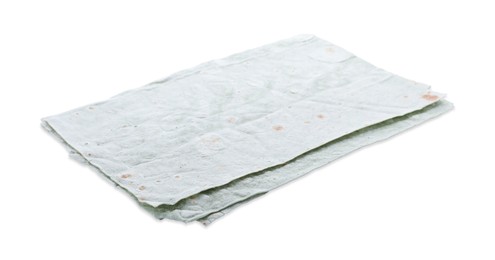 Delicious green folded Armenian lavash on white background