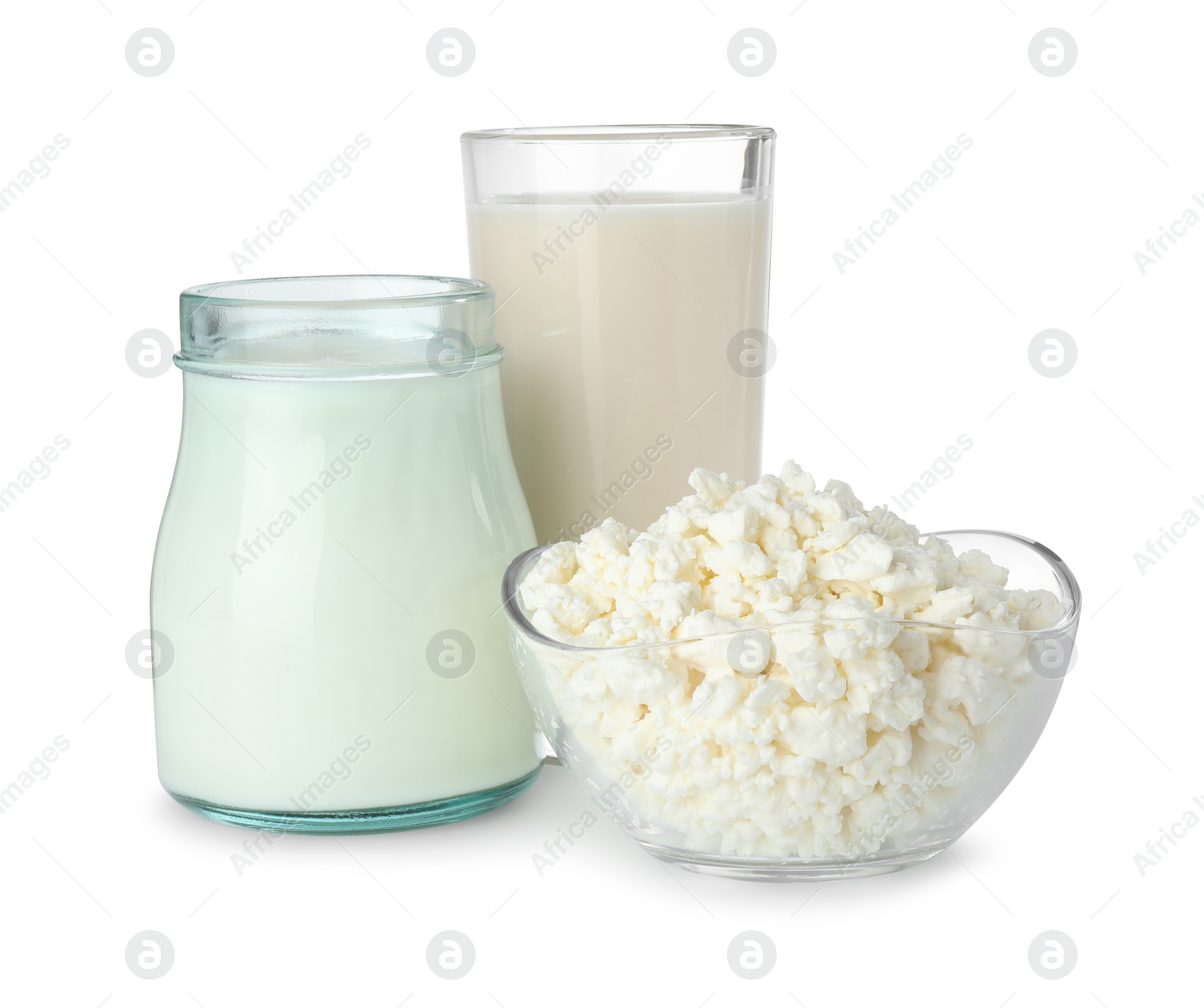 Photo of Different lactose free products isolated on white