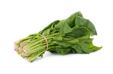 Bundle of fresh spinach isolated on white