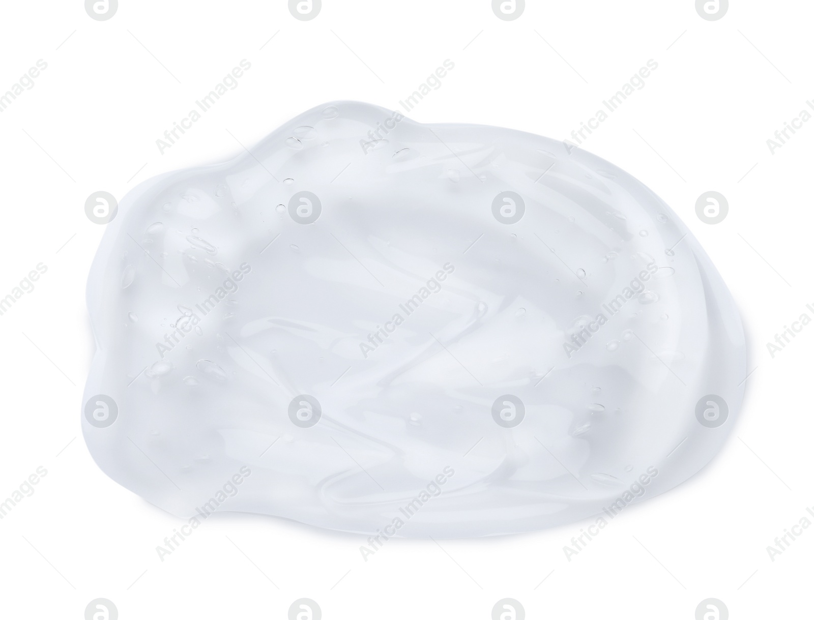 Photo of Sample of transparent cosmetic gel on white background, top view