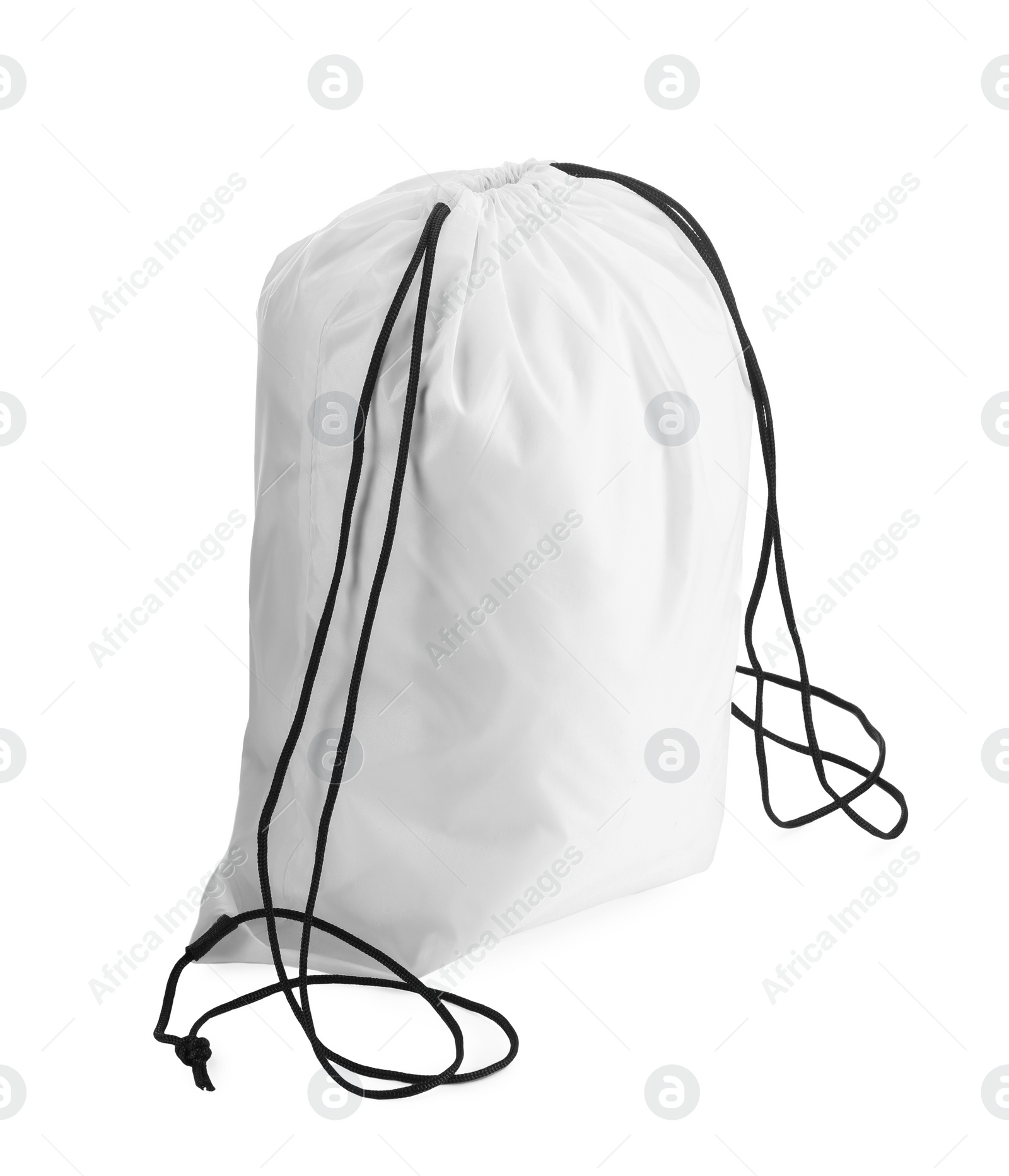 Photo of One beautiful drawstring bag isolated on white