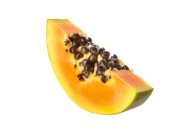 Fresh ripe papaya slice isolated on white