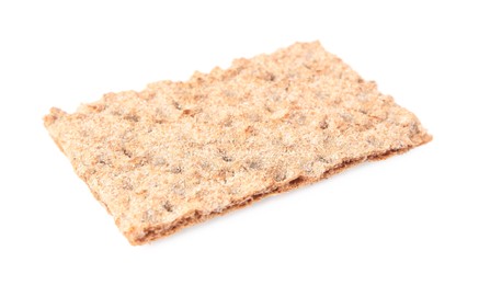 Photo of Fresh crunchy crispbread on white background. Healthy snack