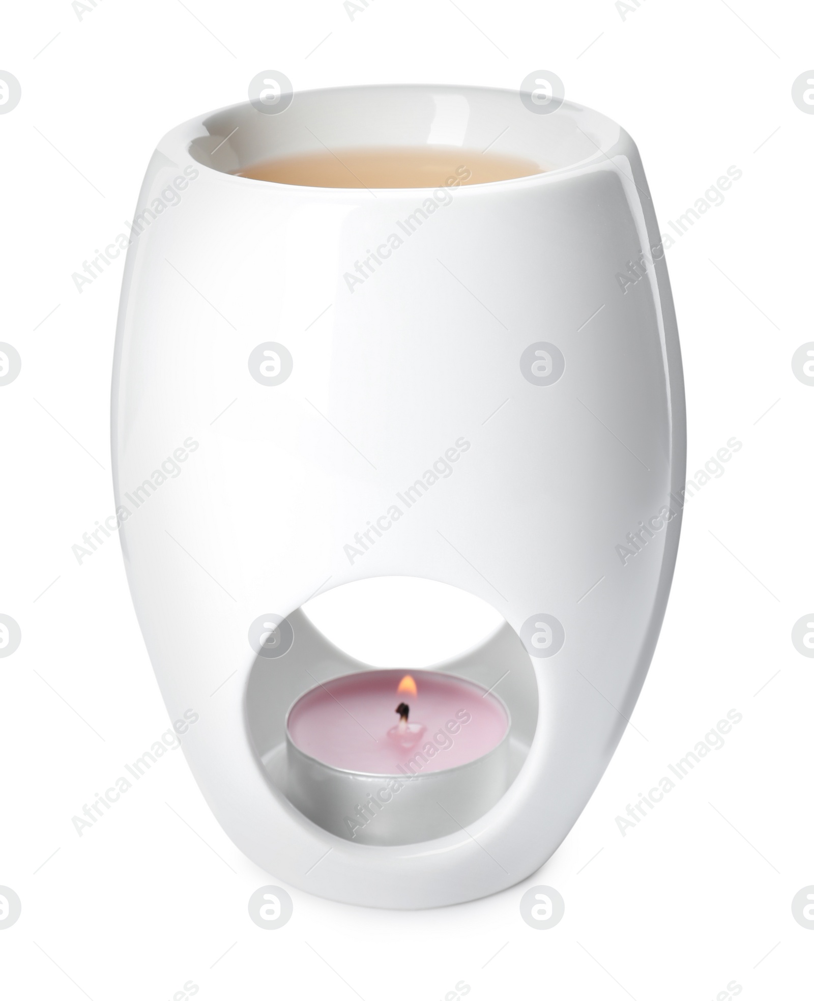 Photo of New stylish aromatherapy lamp isolated on white