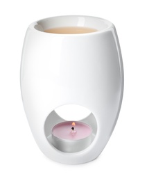Photo of New stylish aromatherapy lamp isolated on white