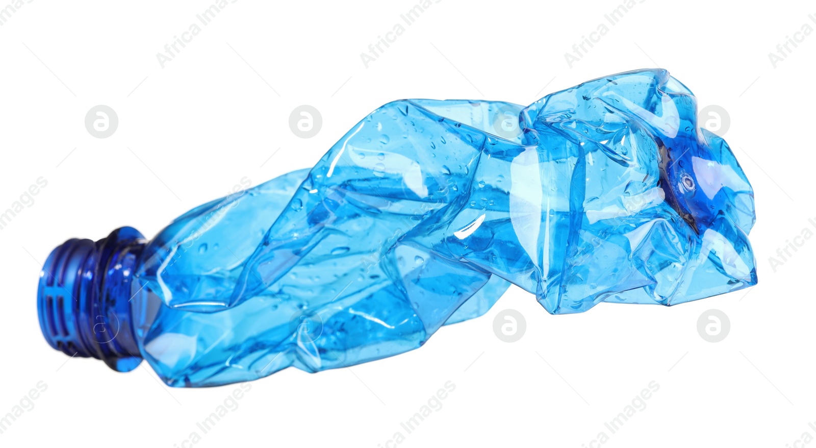 Photo of Crumpled disposable plastic bottle isolated on white