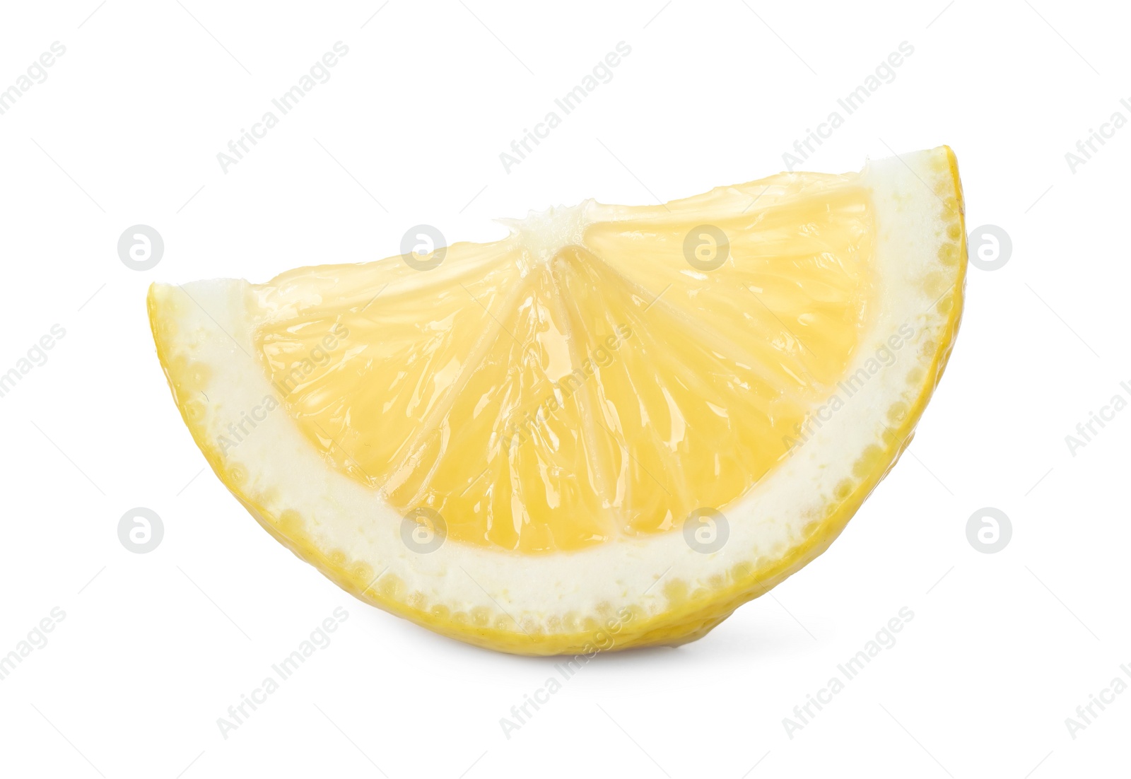 Photo of Slice of fresh lemon isolated on white