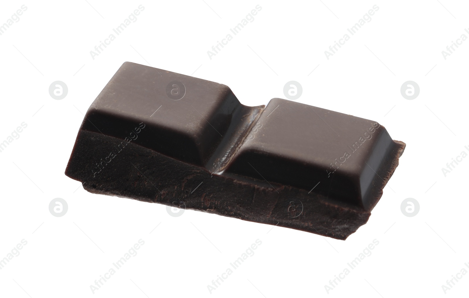 Photo of Piece of delicious dark chocolate isolated on white