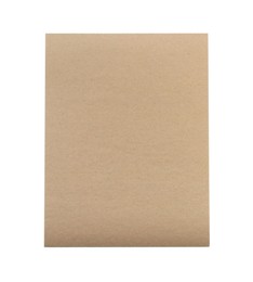 Blank kraft notebook sheet isolated on white, top view