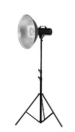 Flash light reflector isolated on white. Professional photographer's equipment