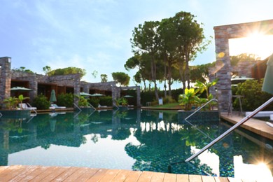 Photo of Outdoor swimming pool at resort, blurred view