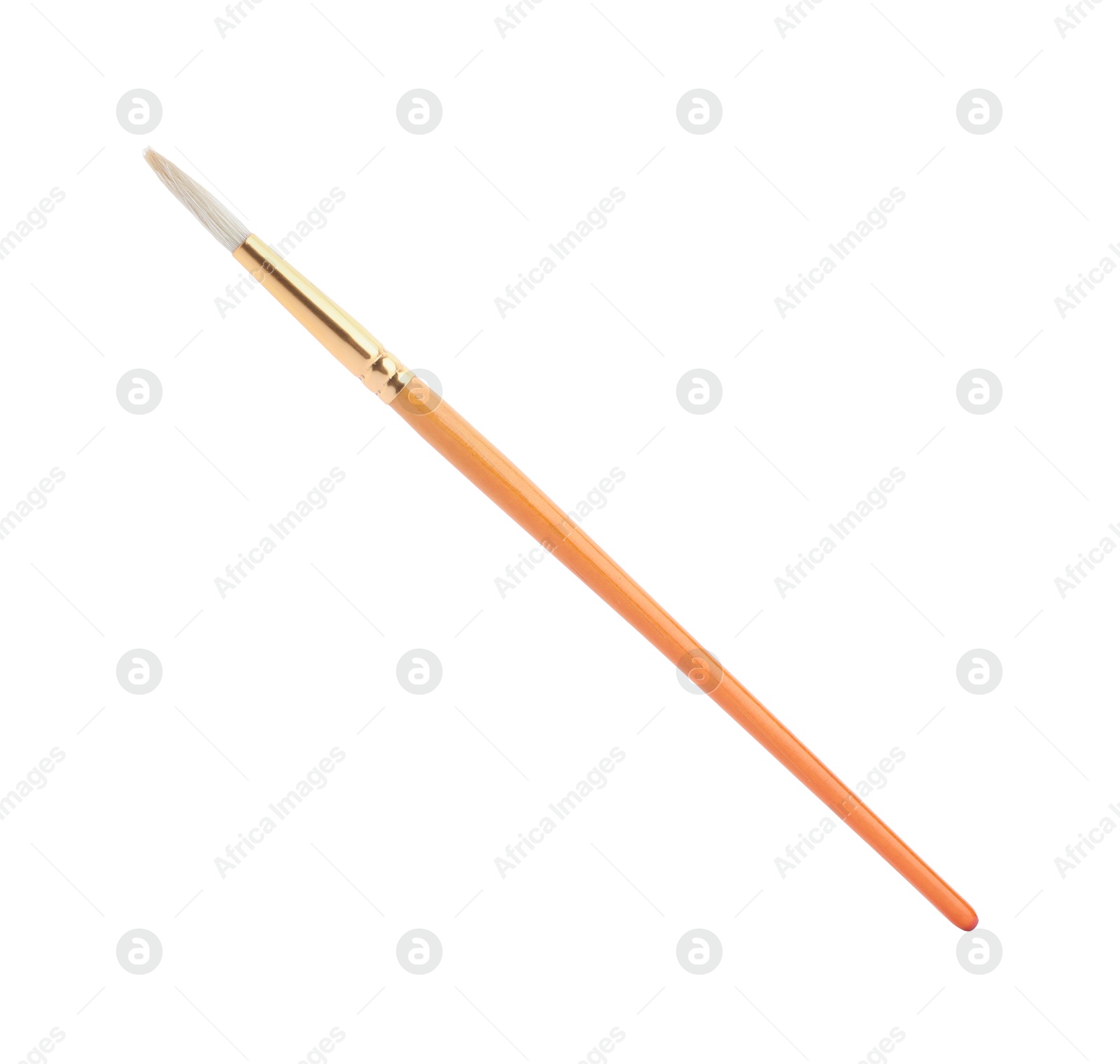 Photo of Paint brush with wooden handle isolated on white