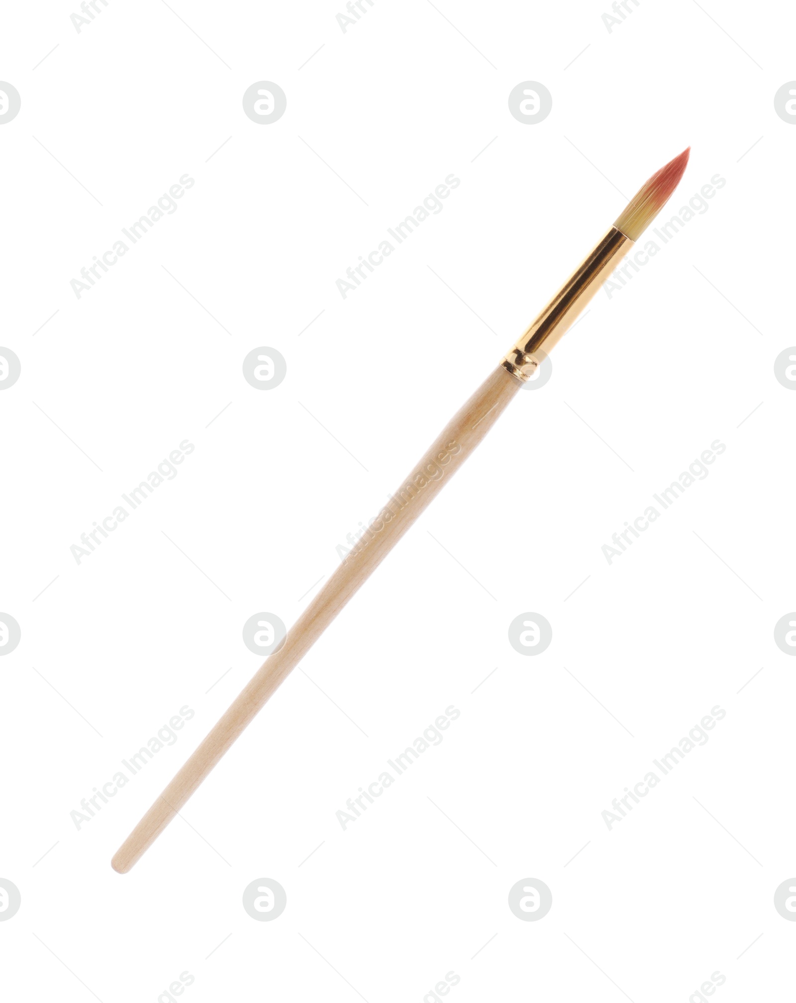 Photo of Paint brush with wooden handle isolated on white