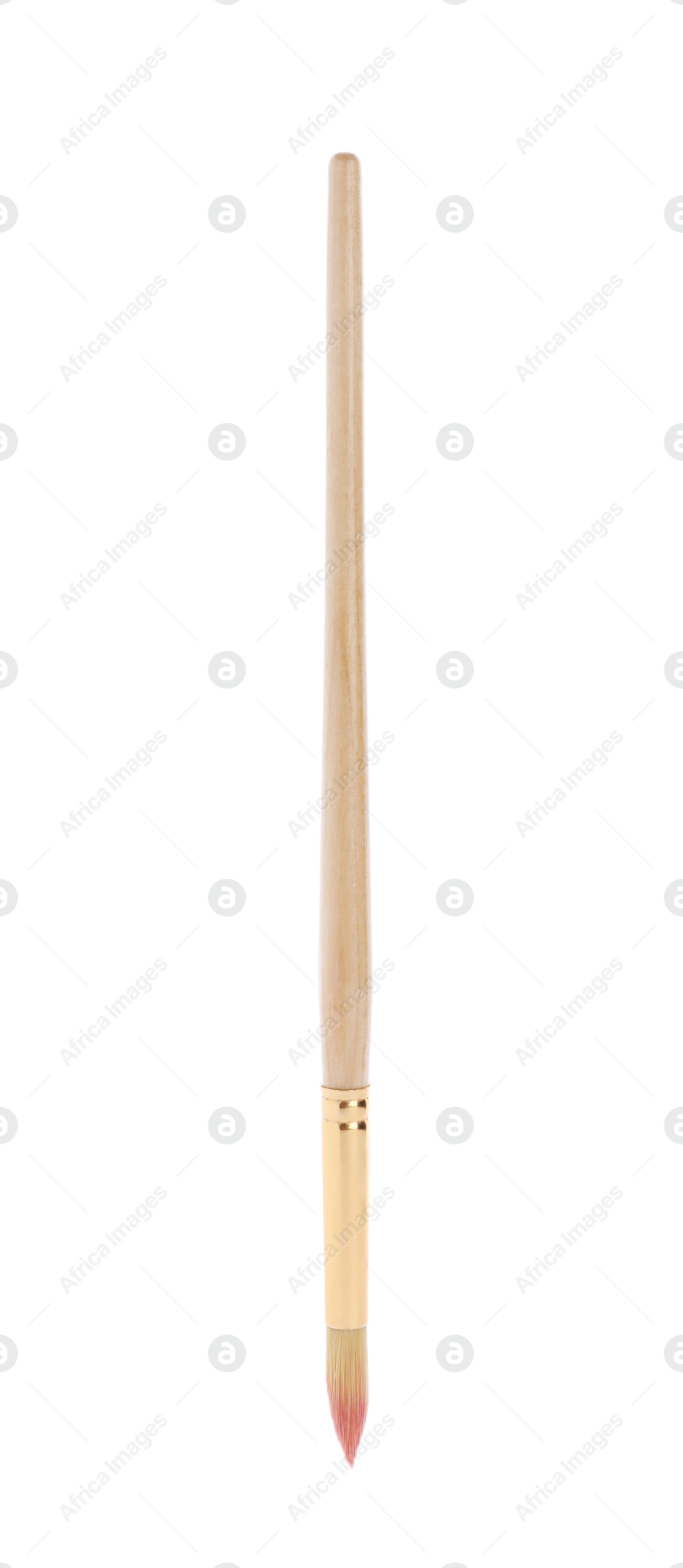 Photo of Paint brush with wooden handle isolated on white