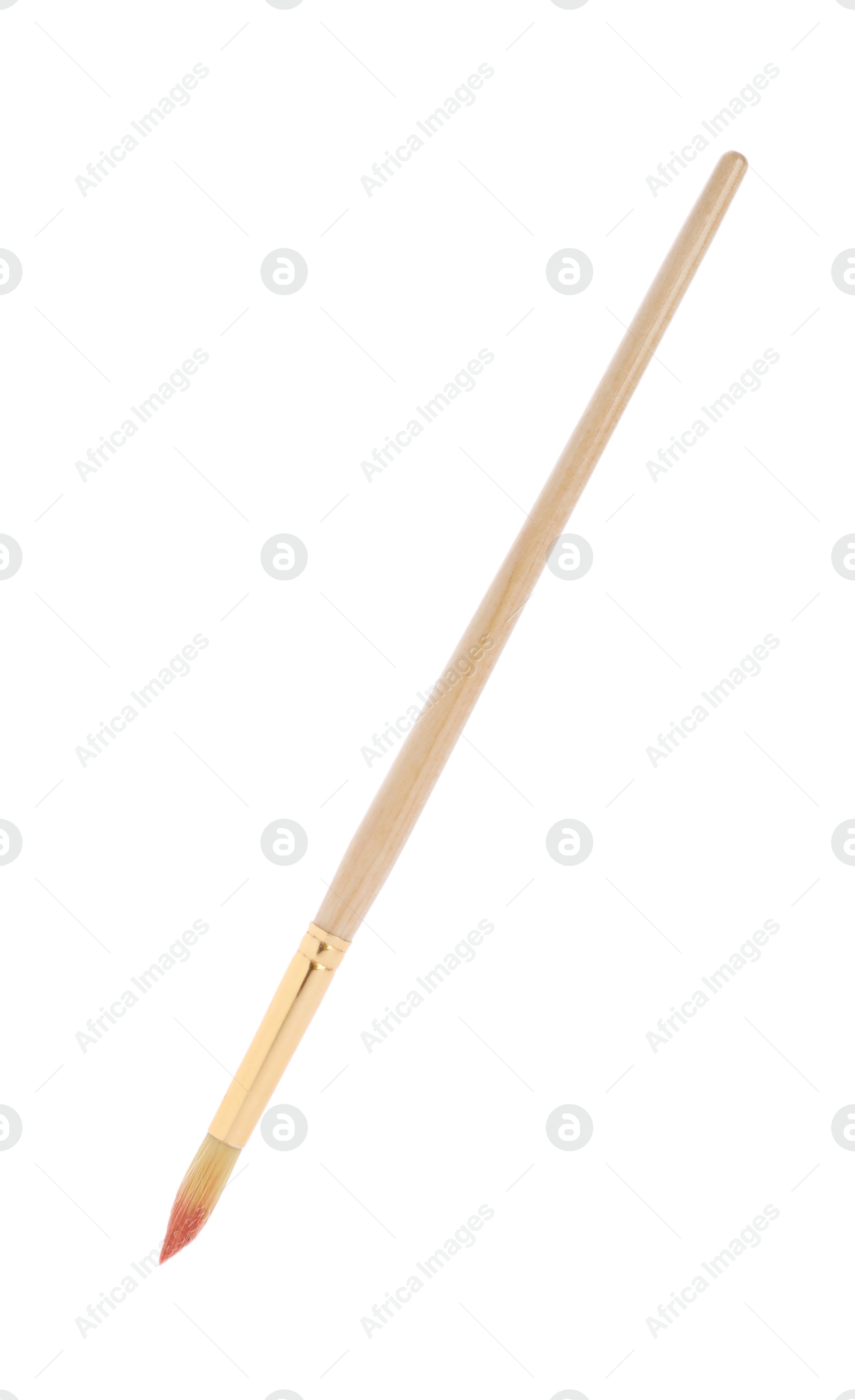 Photo of Paint brush with wooden handle isolated on white