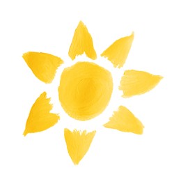 Photo of Child's painting of sun on white background