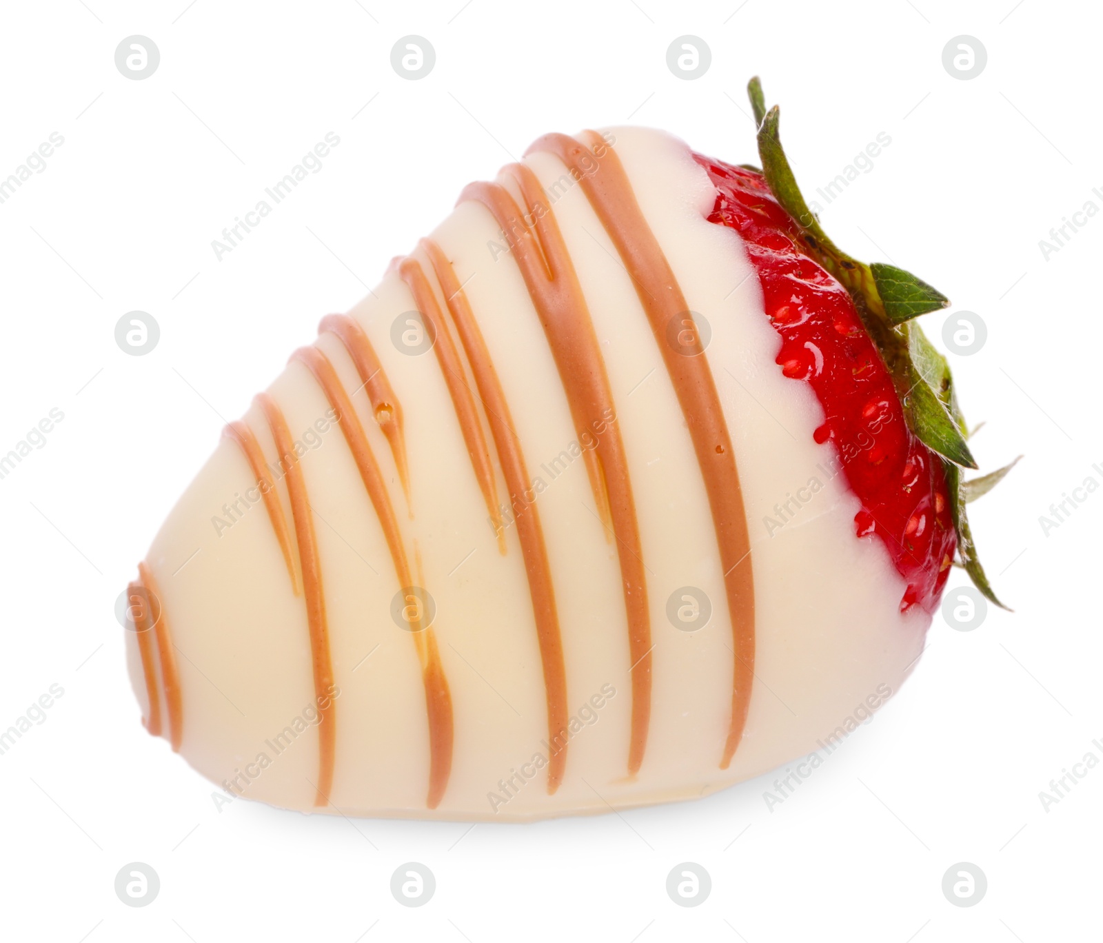 Photo of Delicious strawberry covered with chocolate isolated on white