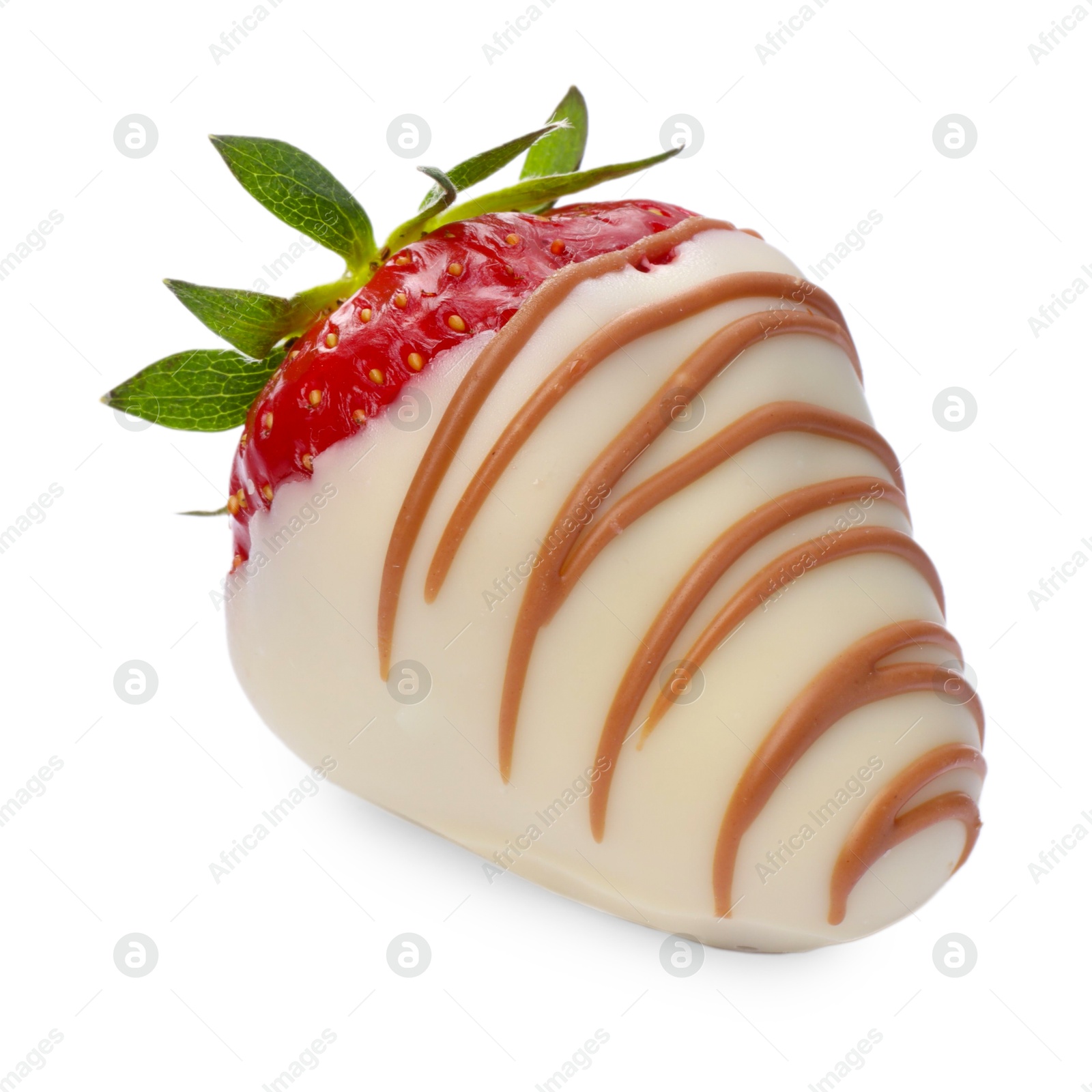 Photo of Delicious strawberry covered with chocolate isolated on white