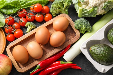 Photo of Many different healthy food on table, flat lay