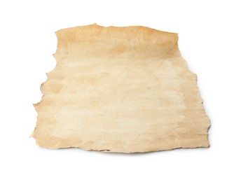 Sheet of old parchment paper isolated on white