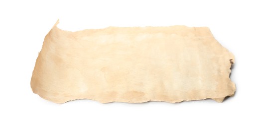 Photo of Sheet of old parchment paper isolated on white