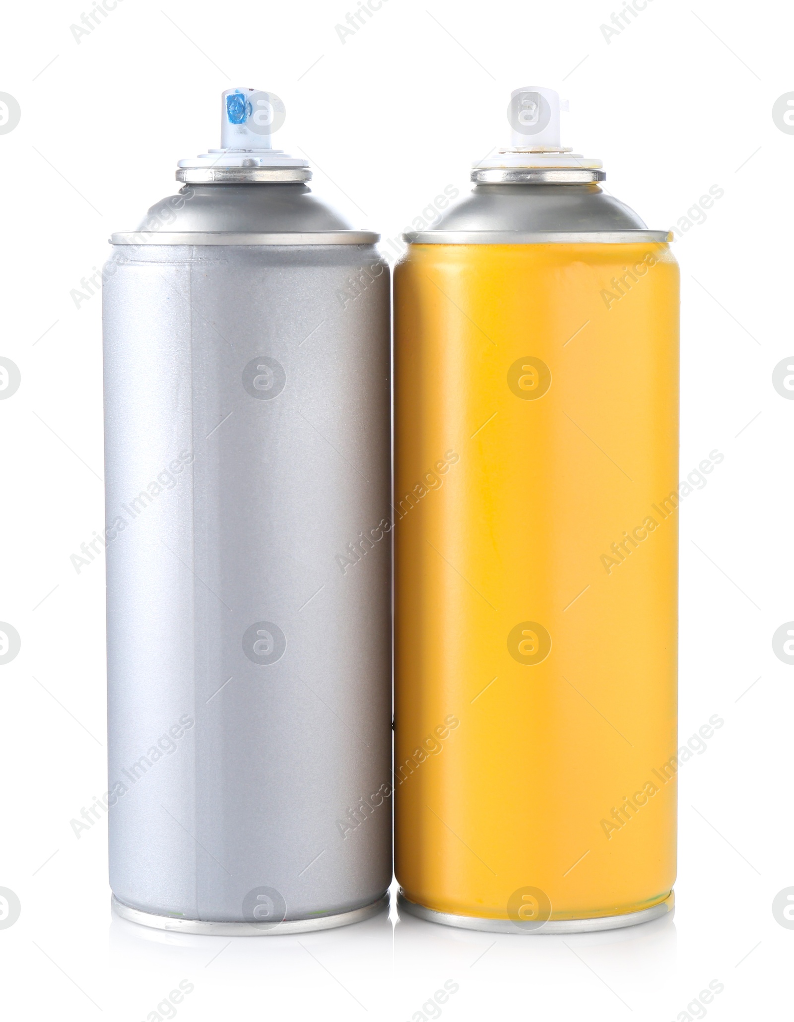 Photo of Two spray paint cans isolated on white