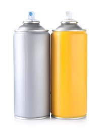 Photo of Two spray paint cans isolated on white