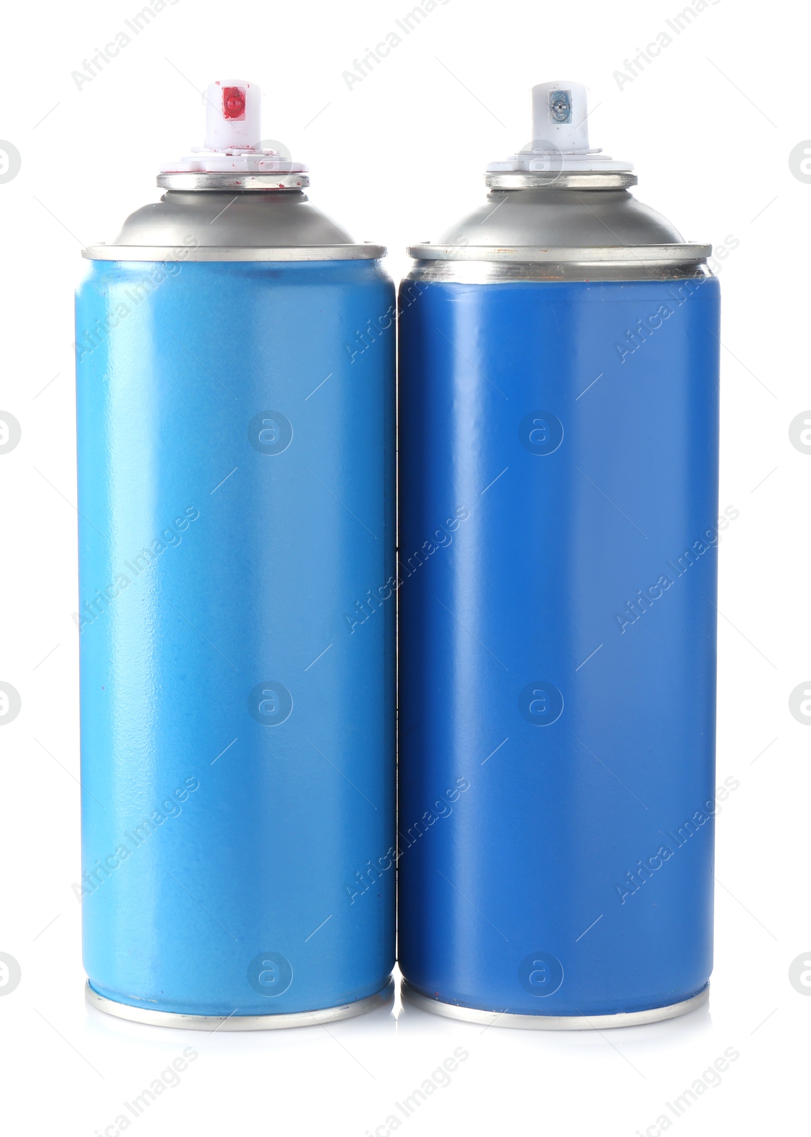 Photo of Two spray paint cans isolated on white