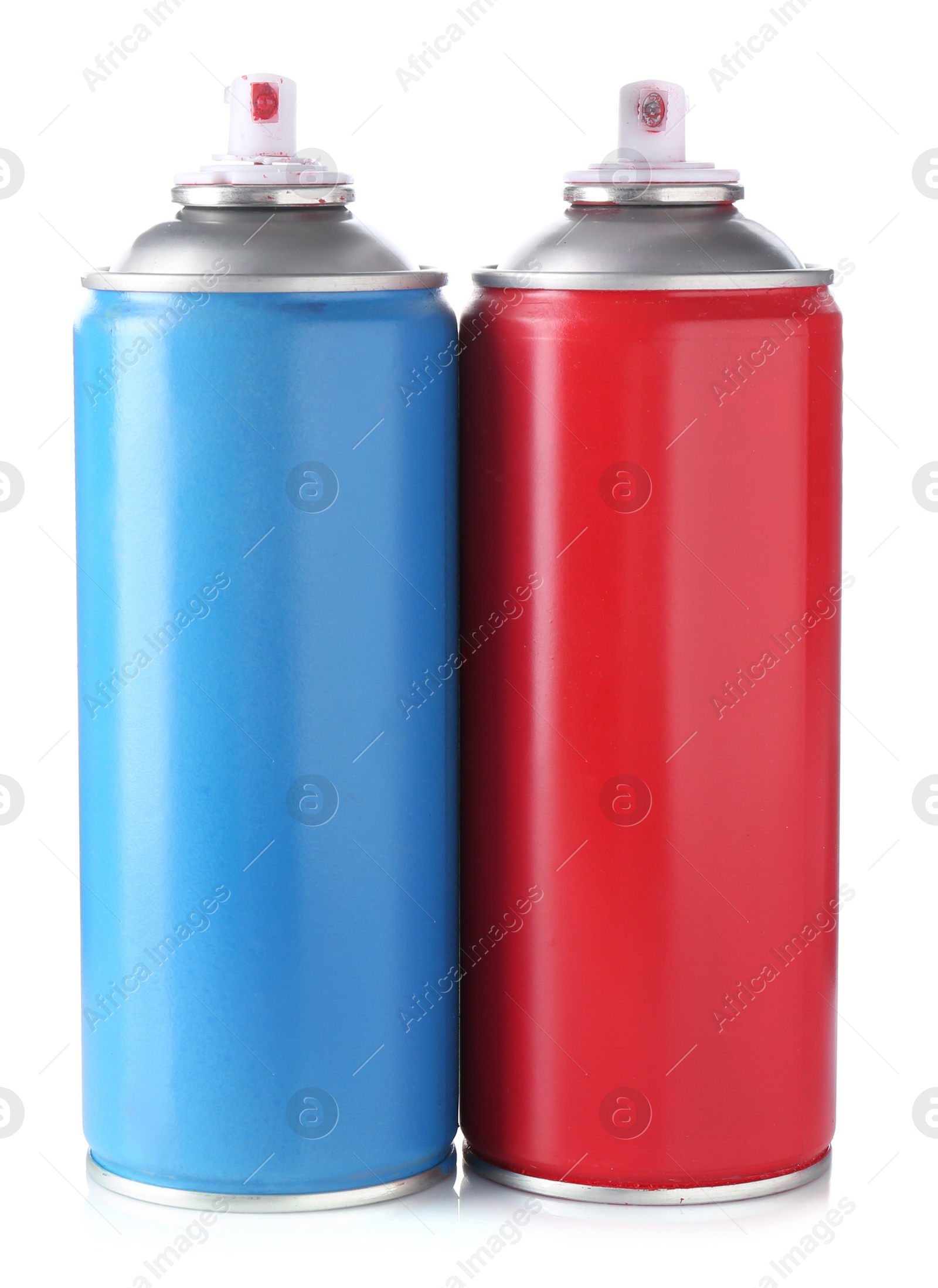 Photo of Two spray paint cans isolated on white