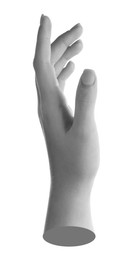 Image of Woman's hand on white background. Black and white effect