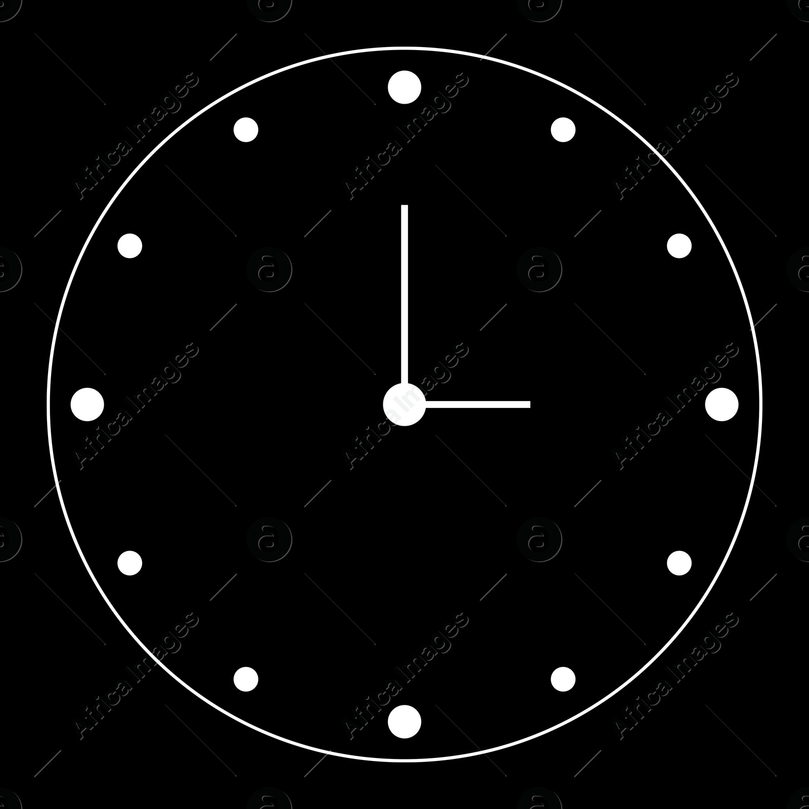 Image of Clock face with hands on black background