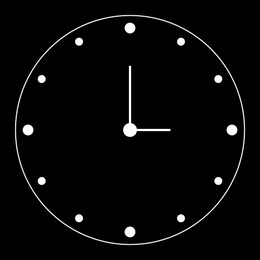 Image of Clock face with hands on black background