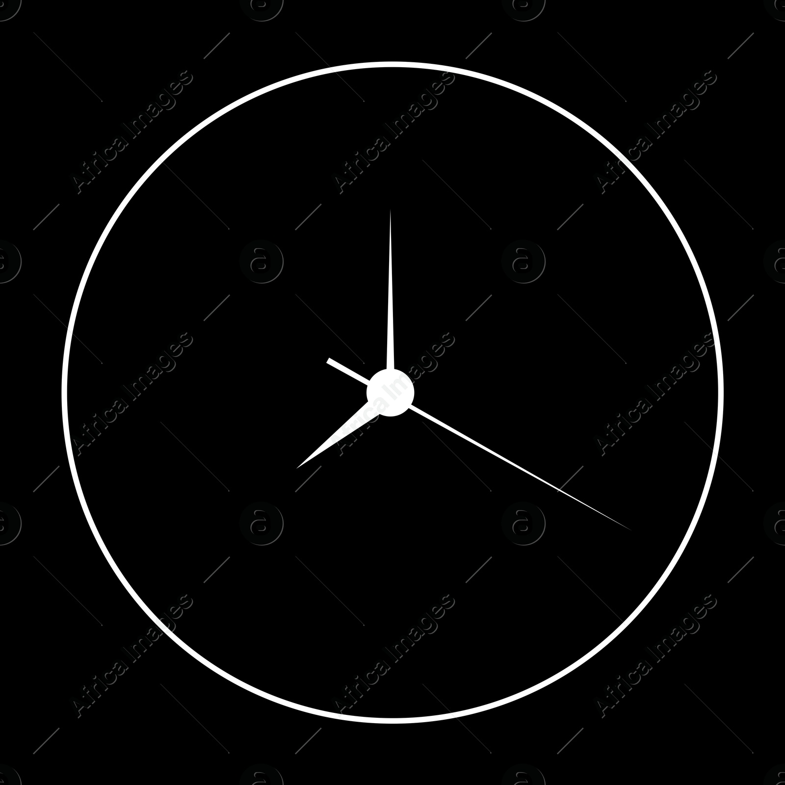Image of Clock face with hands on black background