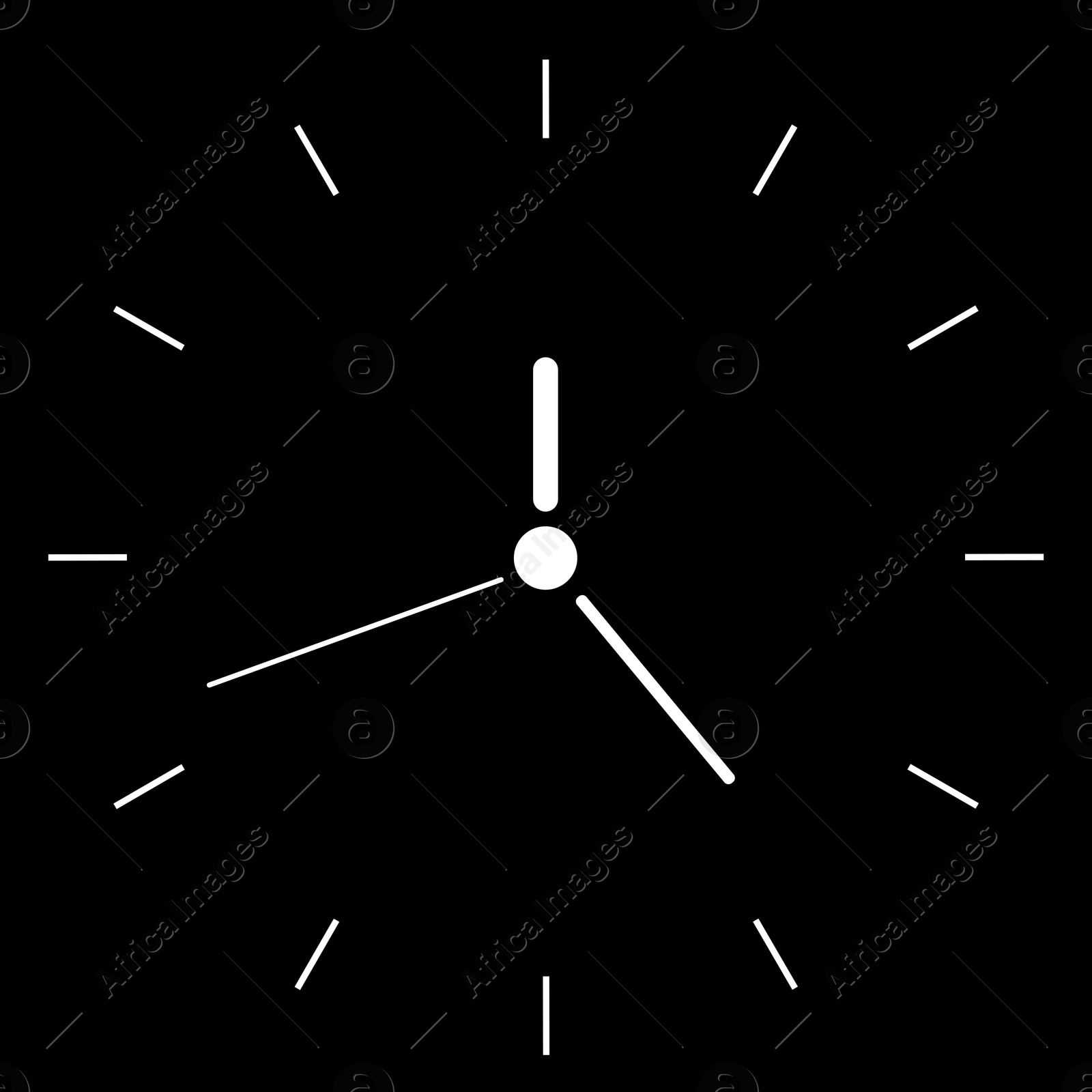 Image of Clock face with hands on black background