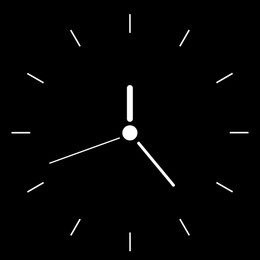 Image of Clock face with hands on black background