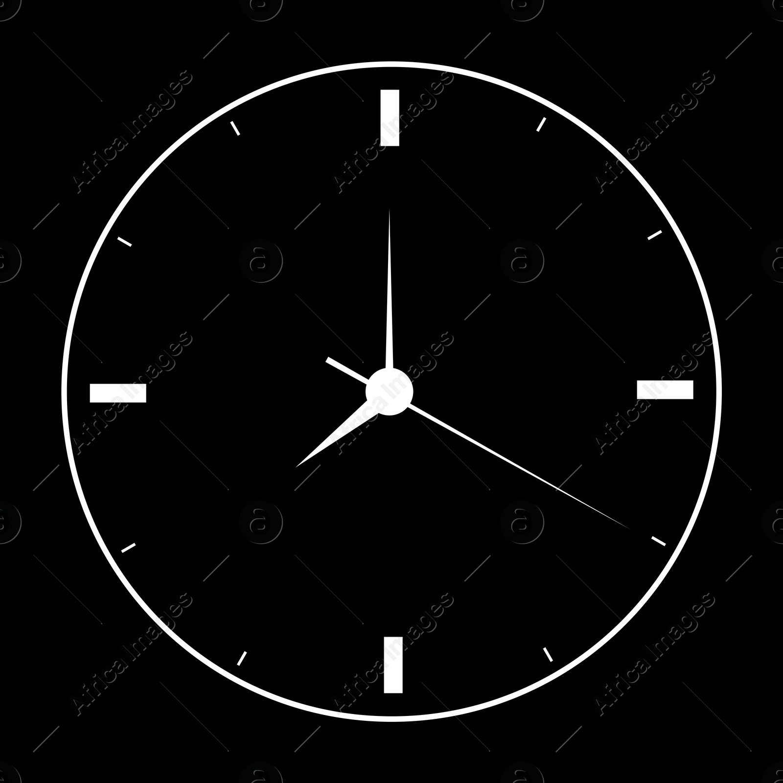 Image of Clock face with hands on black background