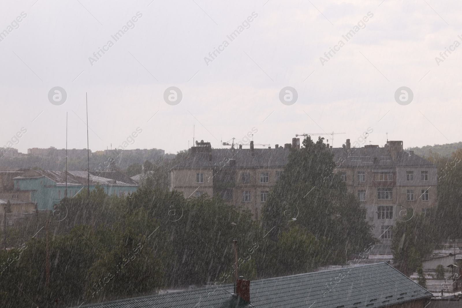 Photo of View of city street on rainy day