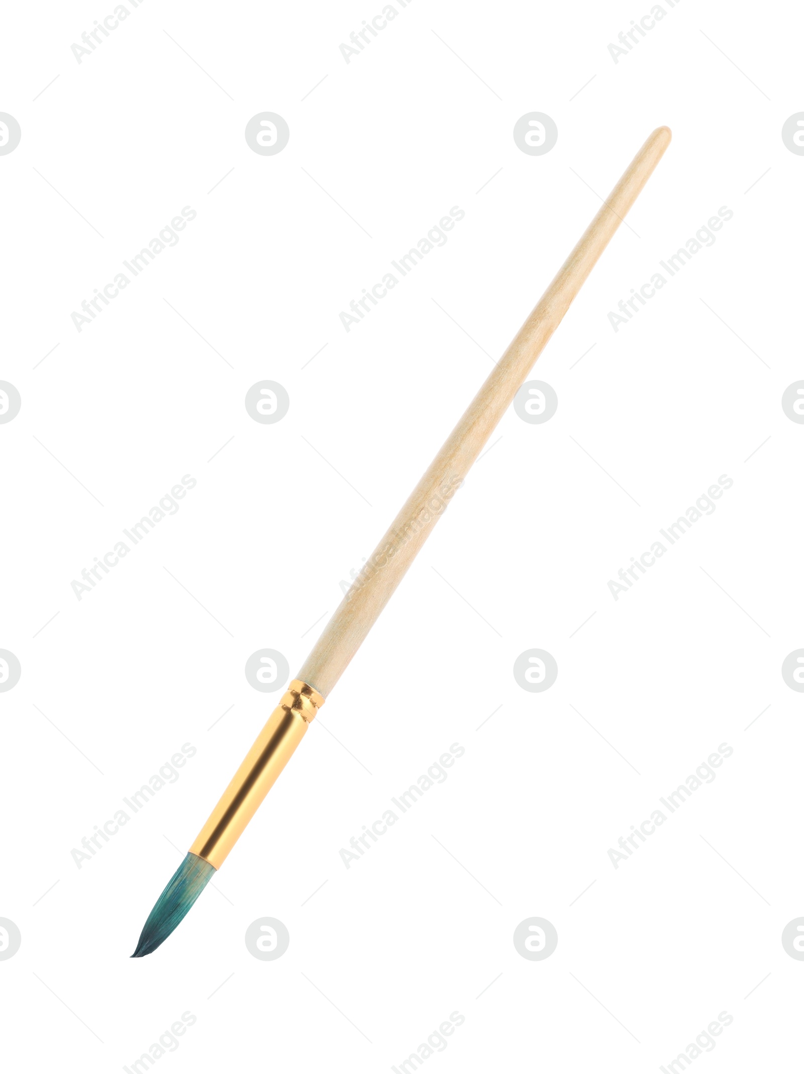 Photo of Paint brush with wooden handle isolated on white