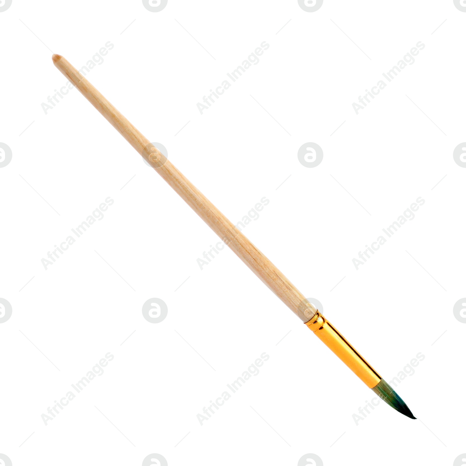 Photo of Paint brush with wooden handle isolated on white