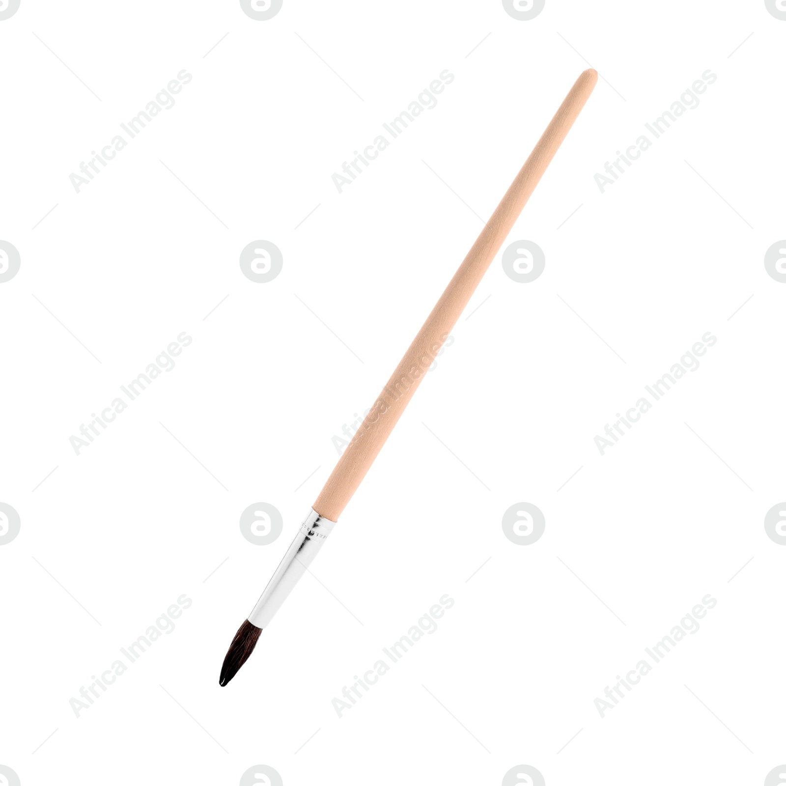 Photo of Paint brush with wooden handle isolated on white