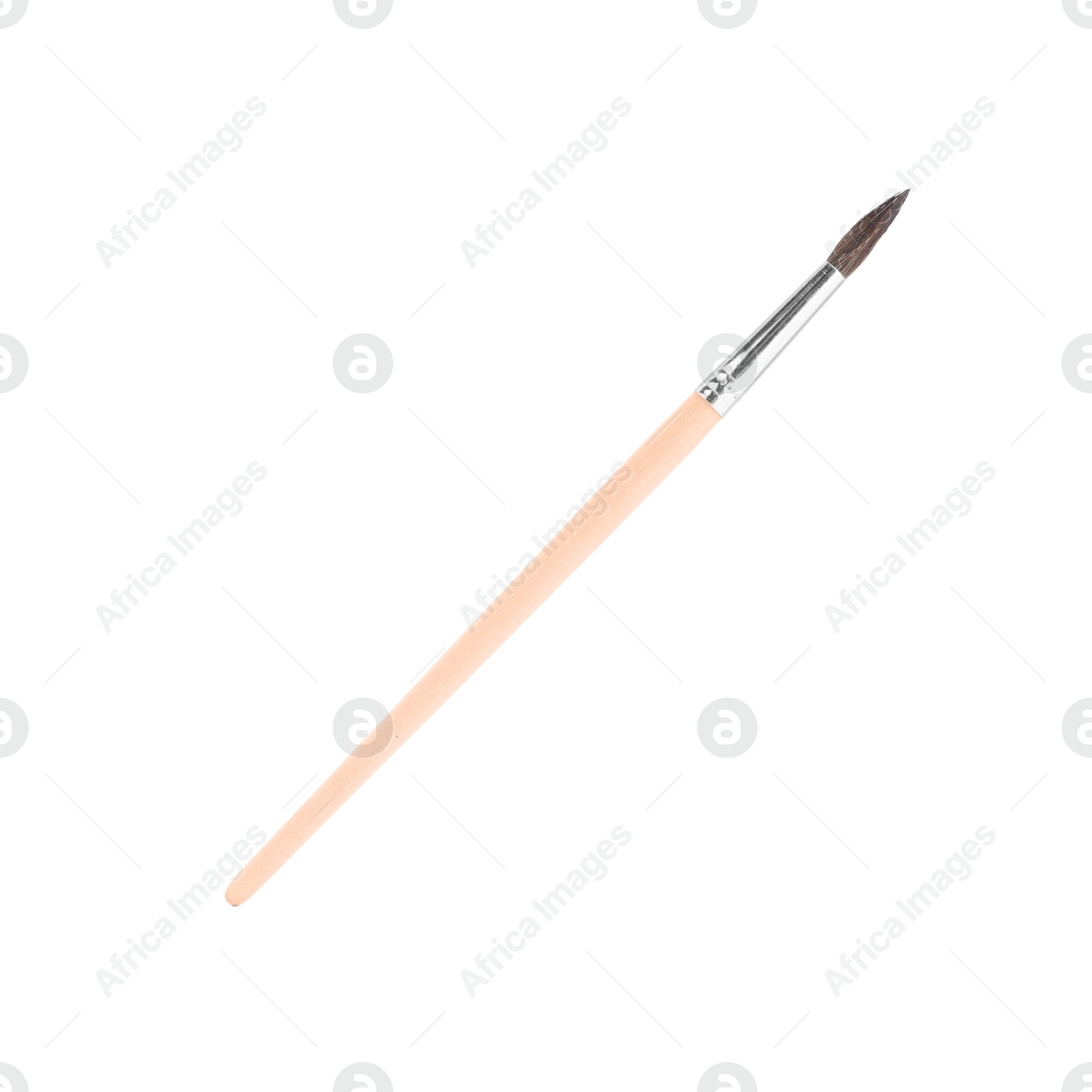 Photo of Paint brush with wooden handle isolated on white