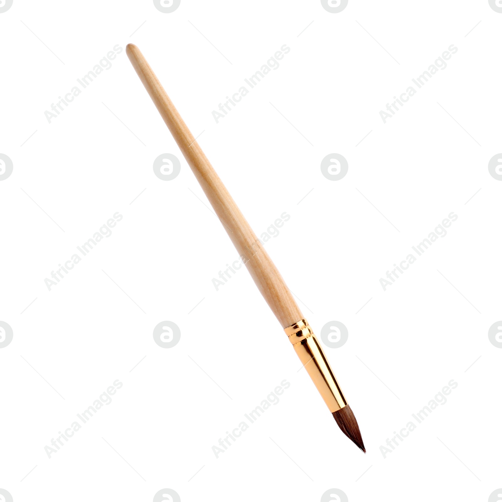 Photo of Paint brush with wooden handle isolated on white