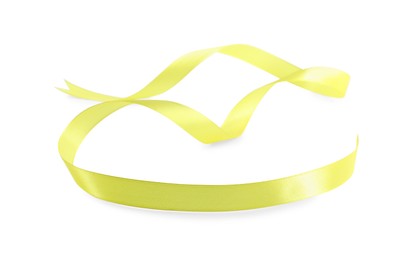 One beautiful yellow ribbon isolated on white