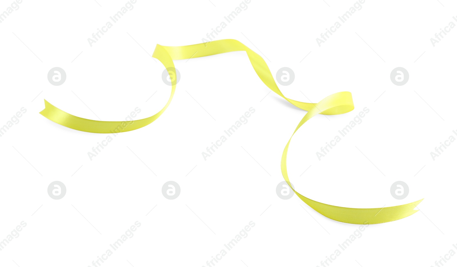 Photo of One beautiful yellow ribbon isolated on white